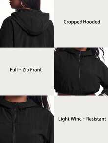 Innovista Innovista Women's Hooded Long Sleeve Plus Size Sports Jacket Gym Jacket Workout Jacket Running Jacket Sportswear Activewear Lightweight - Black - View 7