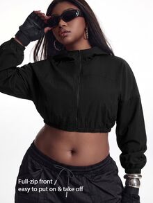Innovista Innovista Women's Hooded Long Sleeve Plus Size Sports Jacket Gym Jacket Workout Jacket Running Jacket Sportswear Activewear Lightweight - Black - View 6