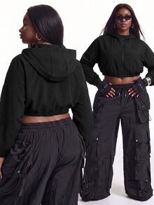 Innovista Innovista Women's Hooded Long Sleeve Plus Size Sports Jacket Gym Jacket Workout Jacket Running Jacket Sportswear Activewear Lightweight - Black - View 2