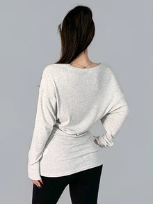 DAZY Women's Autumn Batwing Long Sleeve Ruched Cinched Waist Sports Fitness Casual Modest Sporty Athleisure Commute Base Layer T-Shirt Gym Light Grey - Light Grey - View 3