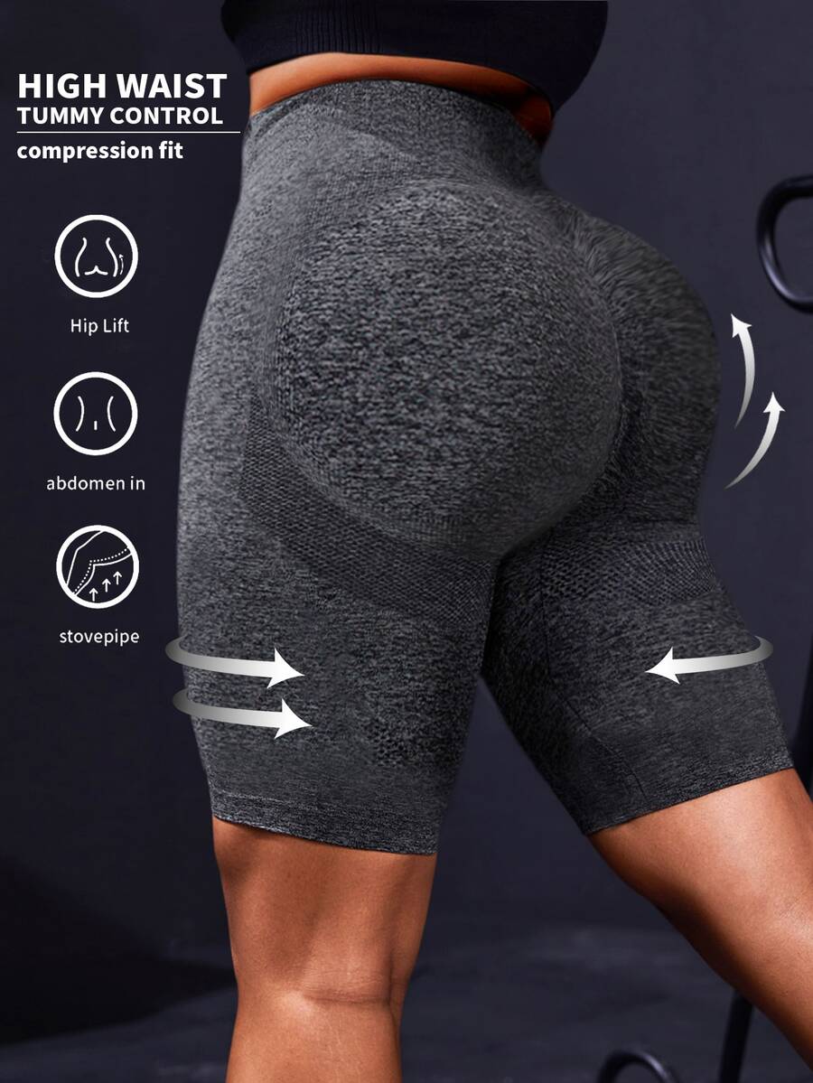 SHEIN Sports 女士加大码运动短裤 - 深灰色 - 查看 1