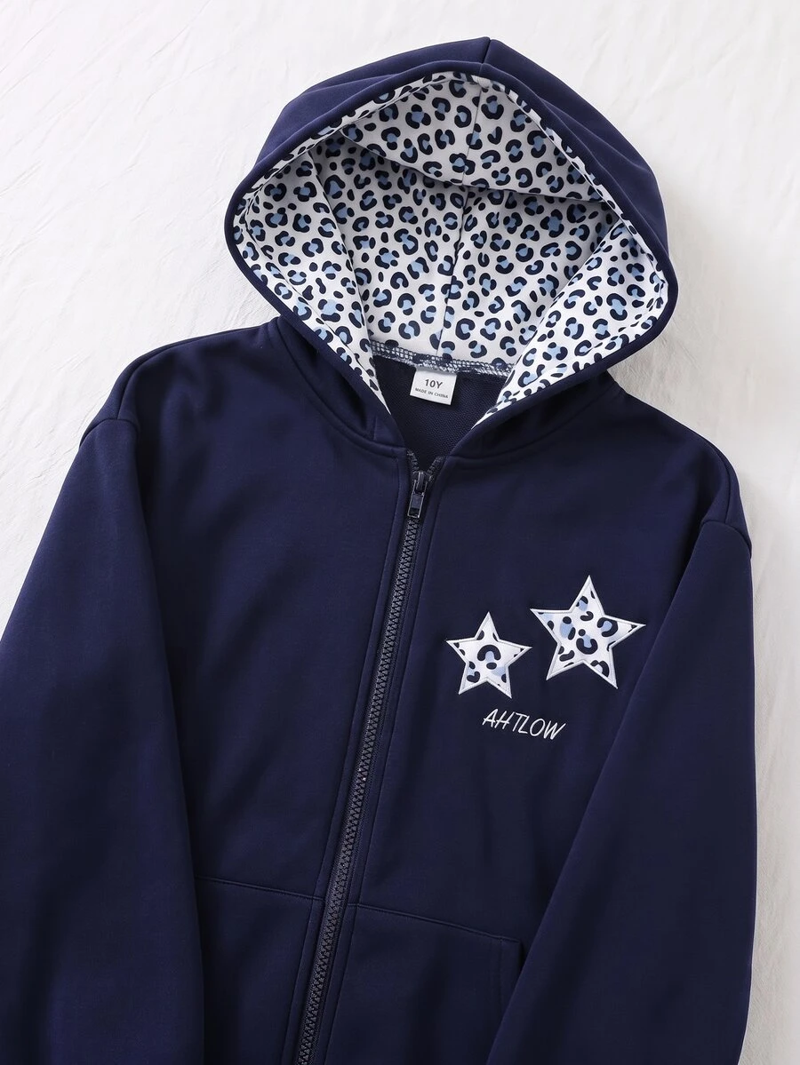 SHEIN 青少年女孩長袖抓絨秋季開學連帽衫，秋冬休閒舒適度假穿搭