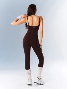 VARSIVA Women Sports Activewear Striped Patchwork Backless Slim Fit Athletic Jumpsuit - Multicolor - View 6