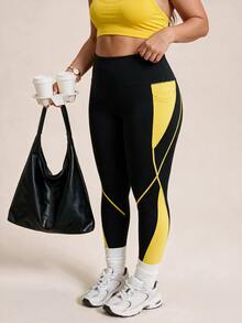 SHEIN Rhythm Era سروال رياضي ضيق بخصر عريض متعدد الألوان مقاس كبير - متعدد الألوان - مشاهدة 5