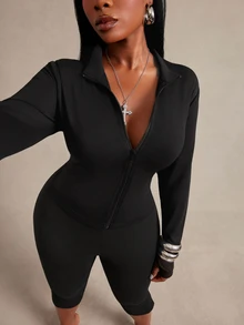 Radiana Plus Size Women's Autumn Fashion Casual Sporty Minimalist Design Versatile All-Match Solid Color Fitted Knit Long Sleeve Cardigan Fall - Black - View 5