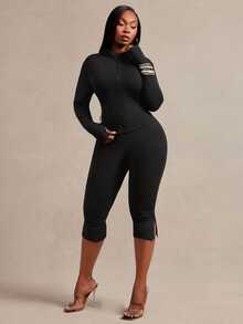 Radiana Plus Size Women's Autumn Fashion Casual Sporty Minimalist Design Versatile All-Match Solid Color Fitted Knit Long Sleeve Cardigan Fall - Black - View 6