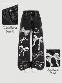 SHEIN Girlism Tween Girl Tween Girls Jeans - Black - View 3