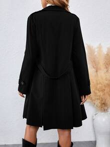 EMERY ROSE Mid-Length Women's Collar Buckle Cinched Waist Waist Gray Trench Coat Fall Winter Cloth For Women - Black - View 2