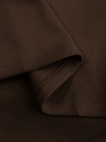 EMERY ROSE Women's Casual Solid Color Double-Breasted Overcoat, Autumn/Winter - Coffee Brown - View 8
