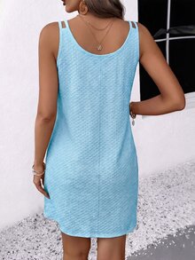 EMERY ROSE Vestido midi casual y versátil de estilo de playa minimalista para mujer - Azul - Ver 2