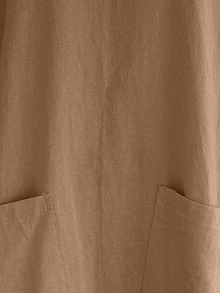 EMERY ROSE Women's Casual Loose V-Neck Contrast Color Vacation Dress, 100% Cotton - Brown - View 4