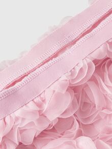Sweetness Summer Vacation 3D Rose Ultra Low Waist Minimalist Sexy Mini Skirt - Pink - View 4