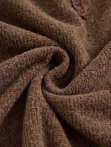 Rusticease Plus Size Women Solid Color Contrast Lace V-Neck Long Sleeve Sweatshirt Autumn Formal Vacation Brown Casual Soft Form Fall - Brown - View 4