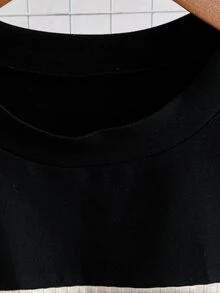 GlowEve CURVE 大尺碼女款 T-shirt 春夏新款套裝，拼色羅紋圓領短袖修身內搭衫，優雅休閒通勤辦公白色 - 彩色 - 查看 3