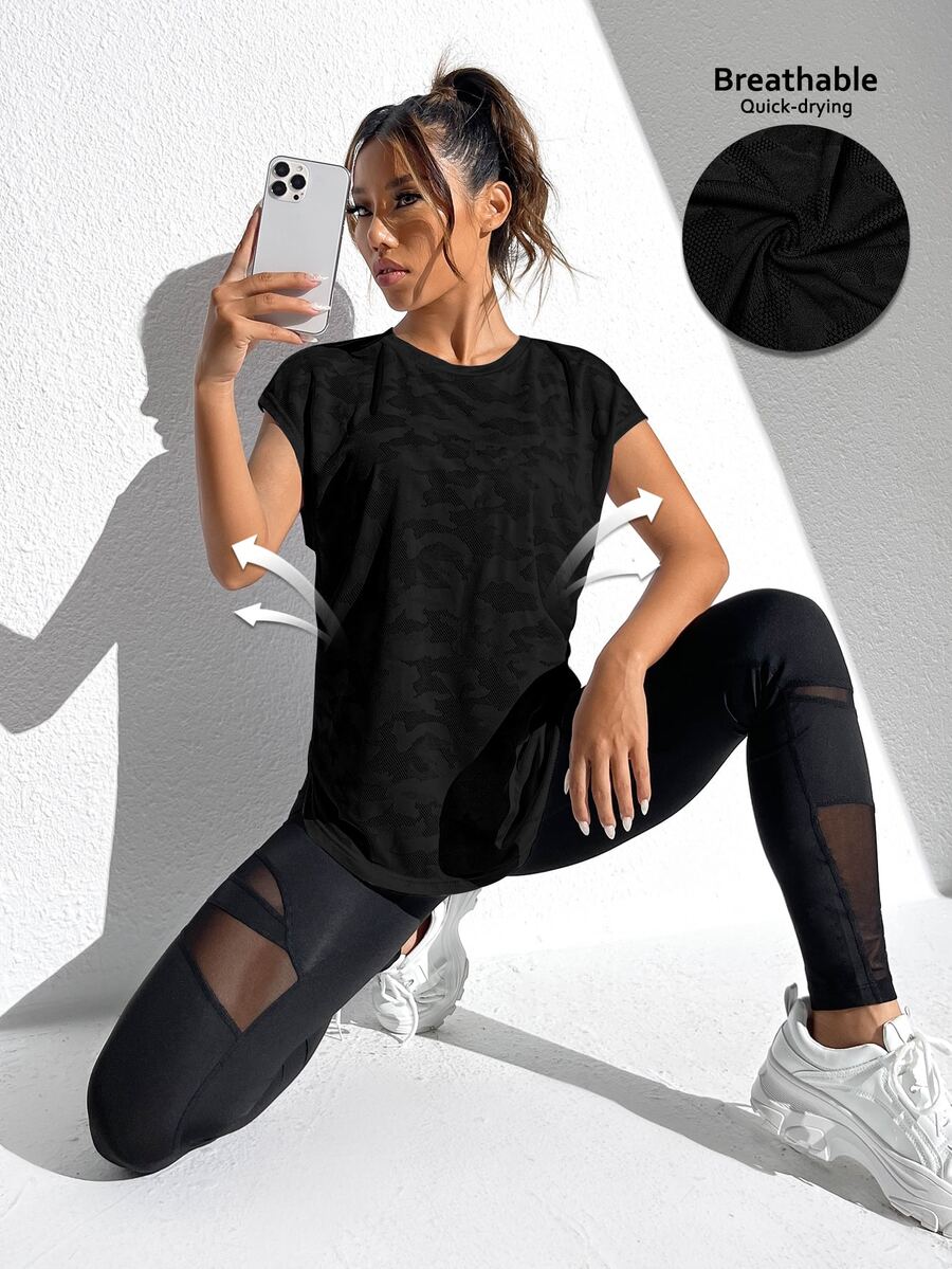 Solea Cove Solea Cove Mesh Insert Sports Tank Top For Chinese New Year Workout Tank Top Gym Women Shirts - Black - View 1