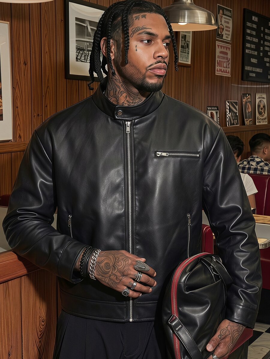 AXEPEAK Men's Autumn Fashion Commuter Jacket - Black - View 1
