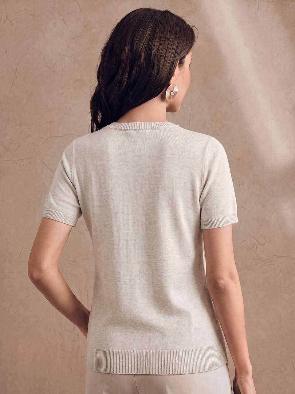 Anewsta New Year Pullover Top With Heavy Beading And Mixed Rhinestones, Versatile Knit Women's Commute And Holiday Top