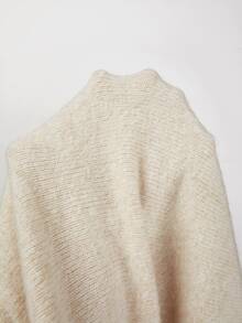 SHEIN New Fall Winter Modern Chinese Frog Button Knit Jacket Women Mandarin Collar Long Sleeve Tailored Short - Beige - View 5
