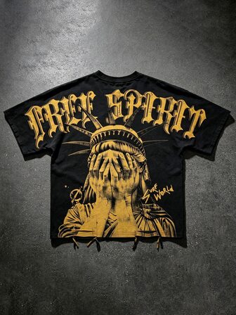 Street Life Camiseta gráfica con letras & figuras para hombres