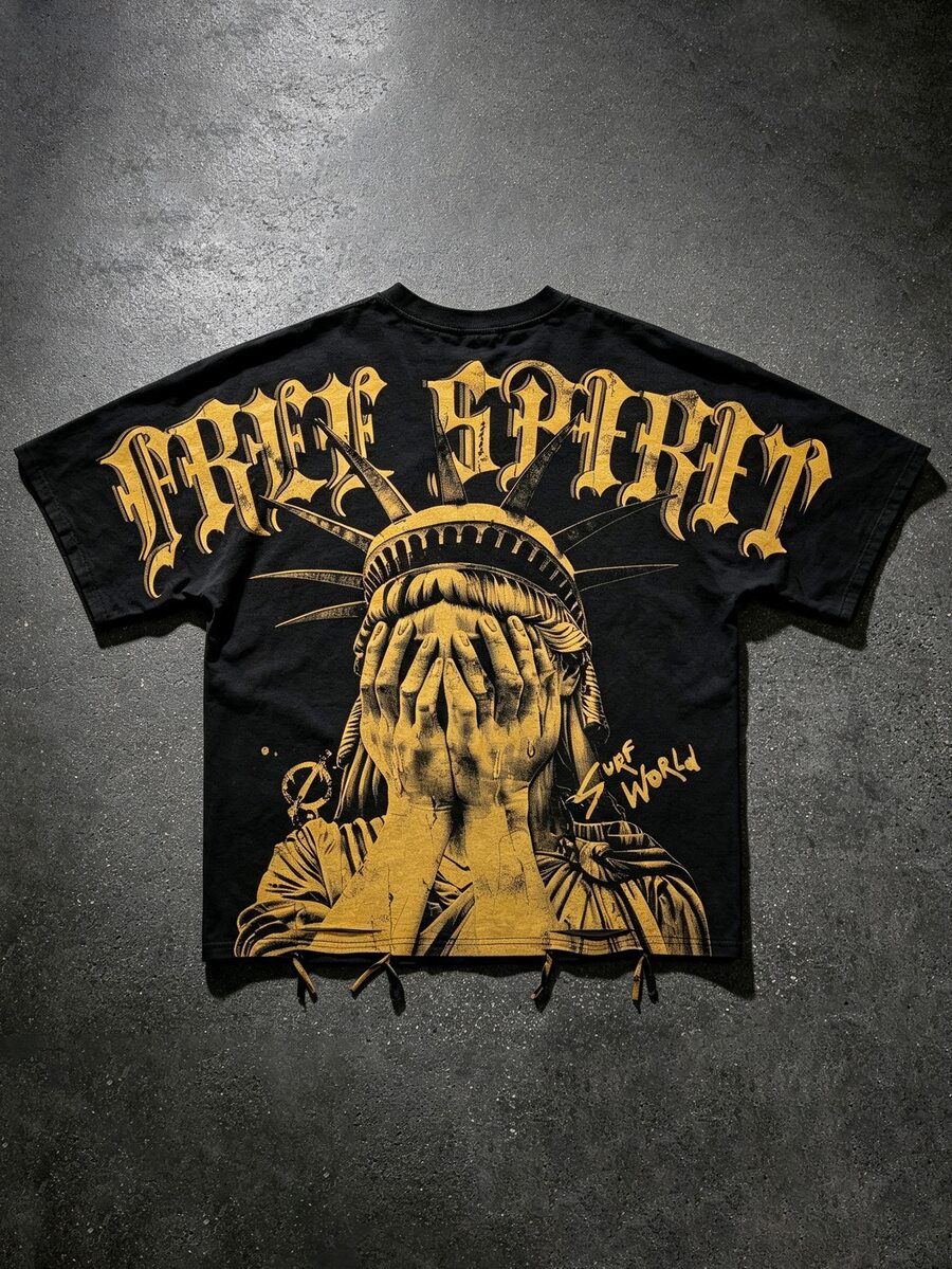 ROMWE MEN Street Life Men Letter & Figure Graphic Tee - Black - View 1