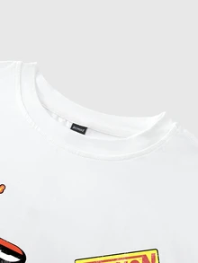 ROMWE MEN Street Life Men's Letter Print Long Sleeve T-Shirt, Suitable For Daily Wear In Spring And Summer - White - View 5