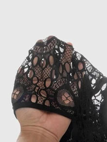 ROMWE Sexy Black Ripped Floral Mesh Patchwork Asymmetric Punk Goth Style Tank Top - Black - View 6