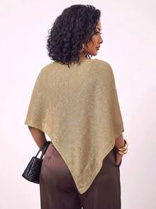 Truni Plus-Size Wrap-Style Knit Top, Elegant And Suitable For Commuting Fall - Khaki - View 2