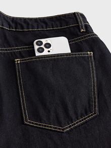 AXEPEAK Men's Black & Grey Washed Embroidered Fashion Long Pants - Black - View 9