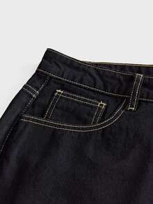 AXEPEAK Men's Black & Grey Washed Embroidered Fashion Long Pants - Black - View 8