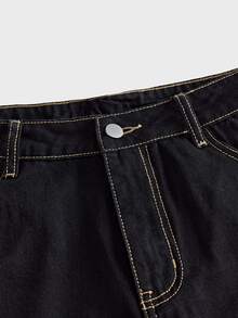 AXEPEAK Men's Black & Grey Washed Embroidered Fashion Long Pants - Black - View 7