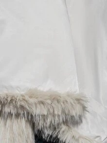 SHEIN ICON Women's Long Sleeve Faux Fur Collar Open Front Fluffy Cardigan Coat, Winter - Beige - View 9