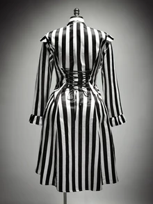 SHEIN ICON Plus Black And White Print Flounce Sleeve Ruffle Trim Blazer Halloween Mana Concert Rave Party Summer Goth Elegant Curve - Black and White - View 2
