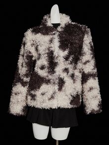 SHEIN ICON 女士撞色长袖宽松人造毛皮夹克冬季外套皮草大衣泰迪熊大衣 - 咖啡棕 - 查看 7