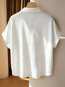 SHEIN Franclia New Elegant Lace Patchwork 2 In 1 Women's Blouse - White - View 3