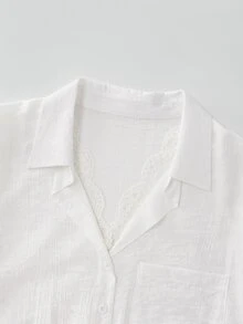 SHEIN Franclia New Elegant Lace Patchwork 2 In 1 Women's Blouse - White - View 4