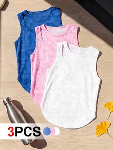SHEIN Cheerettes Women's Camouflage Print Daily Fitness Sports Tank Top - Multicolor - View 2