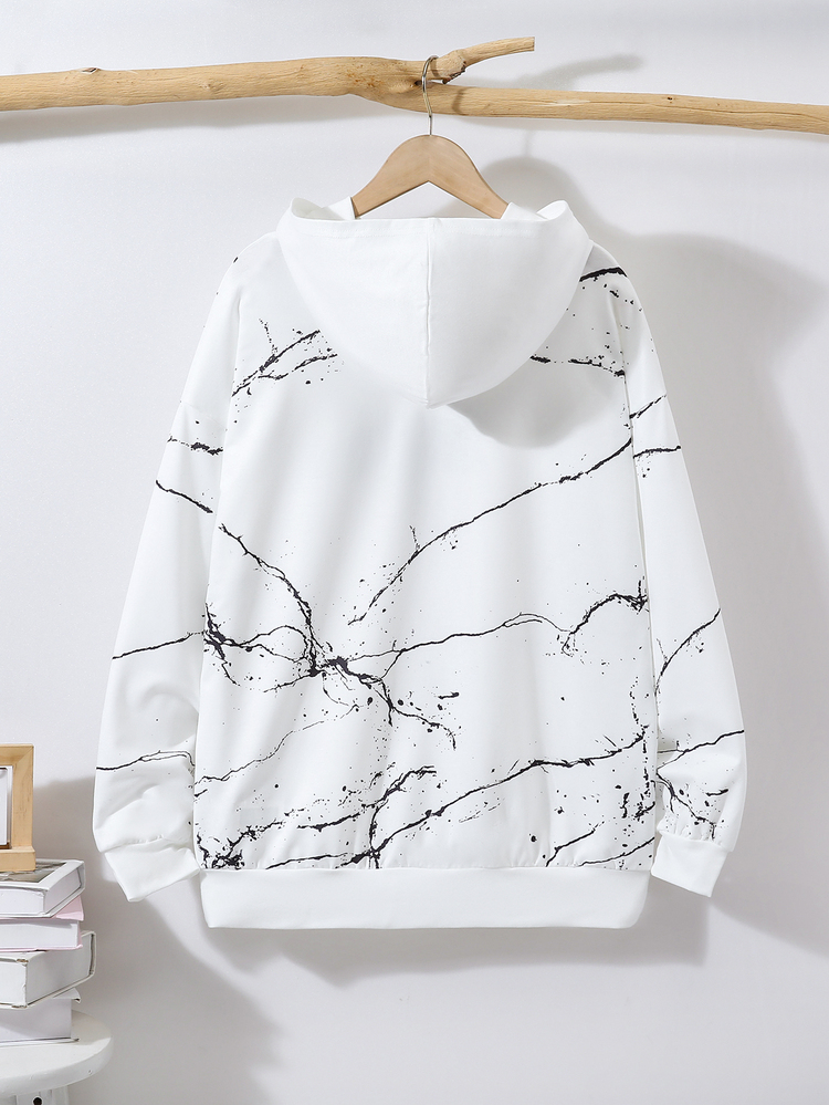 Teen Boy Autumn New Arrival Casual Minimalist Loose Comfortable English Letter Colorblock Streetwear Style Sporty Y2K Drop Shoulder Sweatshirt Suitable For Autumn/Winter - White - View 2