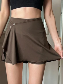 DAZY Slim Fit Short Micro-Shaping Women's Anti-Embarrassment Base Layer Safety Shorts - Brown - View 8