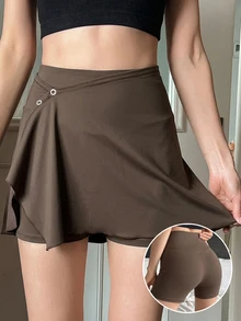 DAZY Slim Fit Short Micro-Shaping Women's Anti-Embarrassment Base Layer Safety Shorts - Brown - View 1
