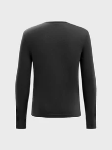 SWAVVY Men's Casual Versatile Solid Color Long Sleeve T-Shirt - Grey - View 4