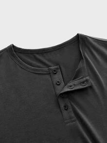 SWAVVY Men's Casual Versatile Solid Color Long Sleeve T-Shirt - Grey - View 5