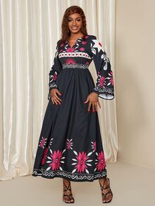 Eryvara 女士时尚非洲印花连衣裙 - 彩色 - 查看 5