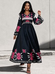 Eryvara 女士时尚非洲印花连衣裙 - 彩色 - 查看 1
