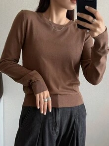 FRIFUL Women's Solid Color Knit Camisole & Long Sleeve Sweater 2 Pieces Set Fall - Dark Grey - View 3