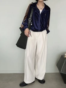 FRIFUL Women's Korean Autumn Outfit Colorblock Embroidered Printed Jacket For Middle-Aged Women - Navy Blue - View 10