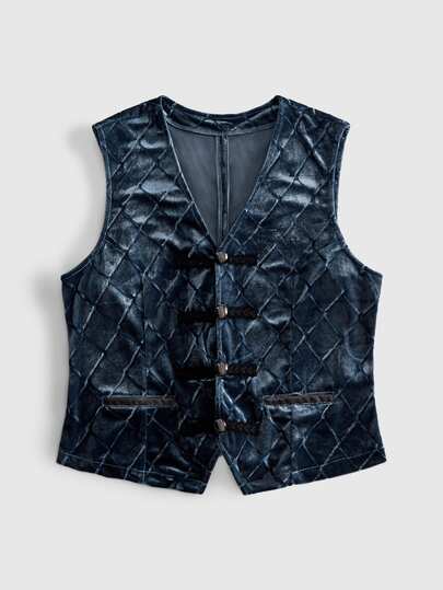 Goth Herren Vintage Knopf Design Mode Weste