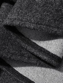FRIFUL Women's Solid Color Long Sleeve Ruffle Hem Single-Breasted Overcoat Office Dinner Dark Grey Winter French Elegant - Dark Grey - View 7