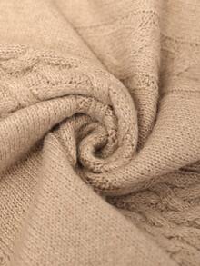 Brillora Sweater Rajut Kabel Maillard Warna Cokelat untuk Wanita Musim Gugur/Dingin, Kerah Setengah Tinggi, Kancing Emas Logam Dua Sisi, Rajutan Tebal Longgar Bergaya Vintage - Khaki - View 11