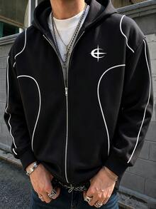Sport MetroGents Men's Colorblock Zipper Casual Daily Travel Hooded Sports Jacket, Gym - Black - View 1