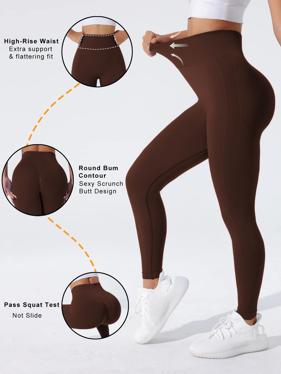 Slayform Slayform Seamless High-Elasticity Athletic Leggings Yoga Women Pants - Coffee Brown - View 1